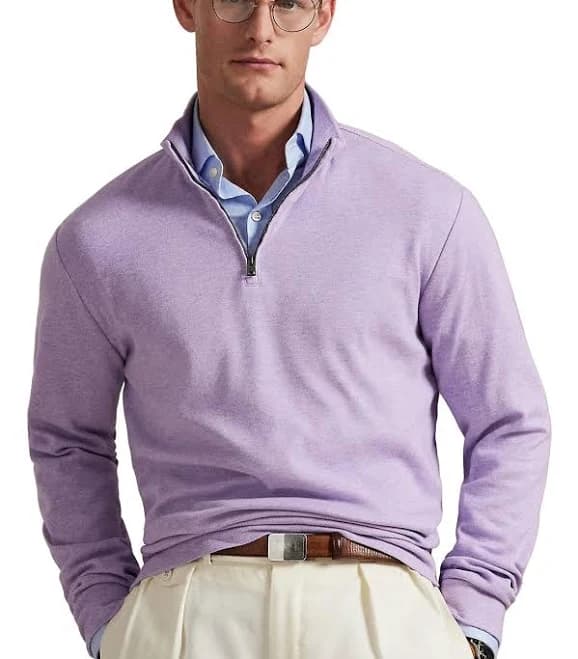 Polo Ralph Lauren Men's Textured Double Knit Quarter Zip Pullover