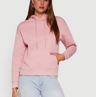 Womens Boxy Kangaroo Pocket Long Sleeve Pullover Hoodie, Pink, Size XL - Rainbow Shops