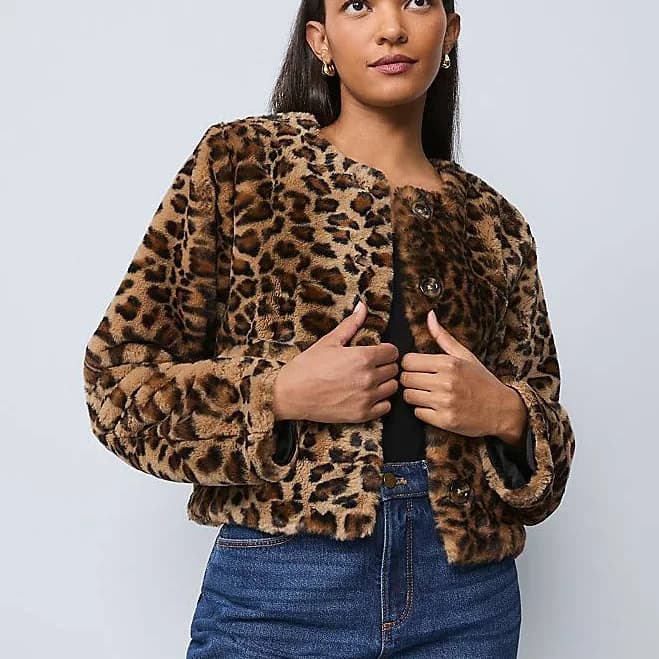Ann Taylor Women's Petite Weekend Collection Faux Fur Jacket