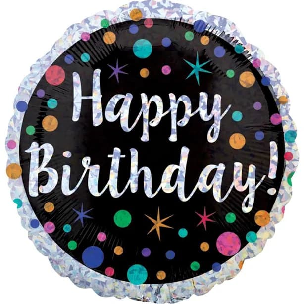 Polka Dot Birthday Holographic Balloon