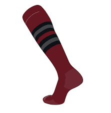TCK Elite Baseball Football Long Striped Socks (I) Cardinal, Black, Graphite