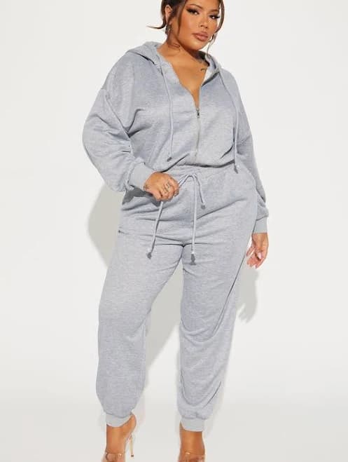 Fashion Nova Stella Cinched Waist Sweat Jumpsuit