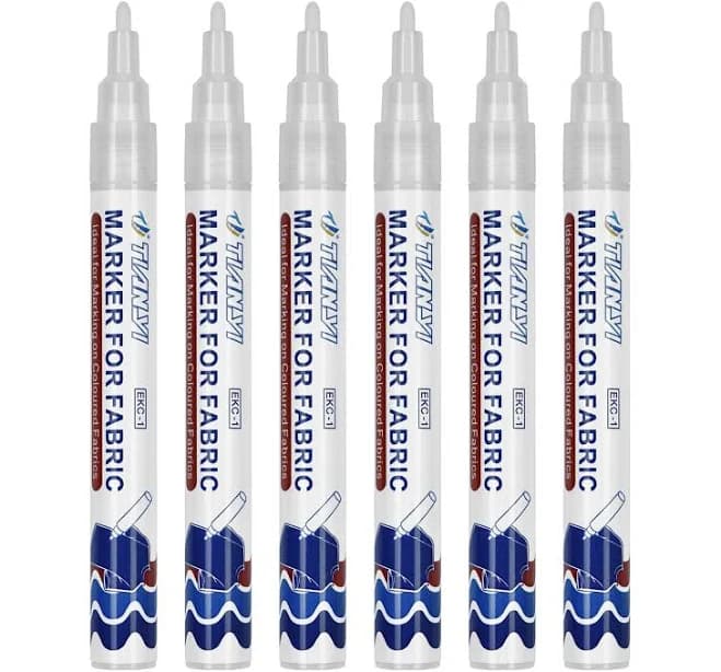 White Fabric Markers Permanent Paint for Dark Clothes 6 Pack
