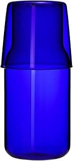 15 Oz Dark Blue Glass Bedside Night Water Carafe with Tumbler Glass.
