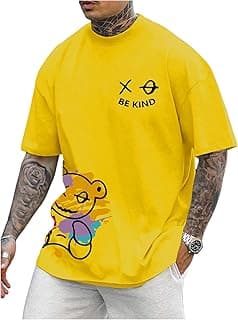Men's Cartoon Bear Graphic Tee Shirts Short Sleeve Crew Neck Cool T-Shirt Tops