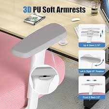 Amazon.com: ZZH Ergonomic Office Chair with Adjustable Lumbar Support, 3D Arms and Headrest, High Back Wide Desk Computer Chair with Wheels, for Home & Office, Pink