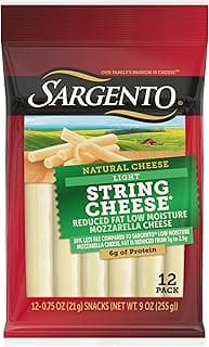 Reduced Fat Natural Low Moisture Part-Skim Mozzarella Light String Cheese, 12-Count