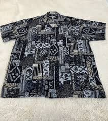 Geoffrey Beene Men Casual Shirt Black/Grey Silk/Rayon Blend Hawaii Size XL | eBay
