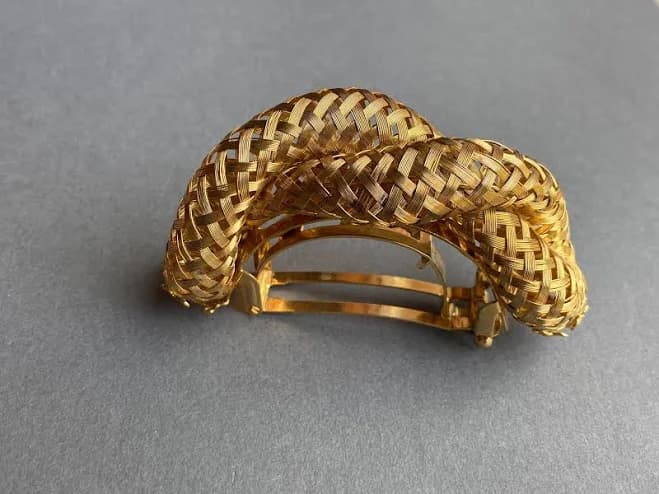Vintage Woven Metal Chunky Rope Hair Clip