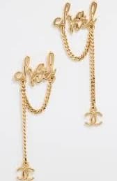 Chanel Gold Logo Drop Earrings