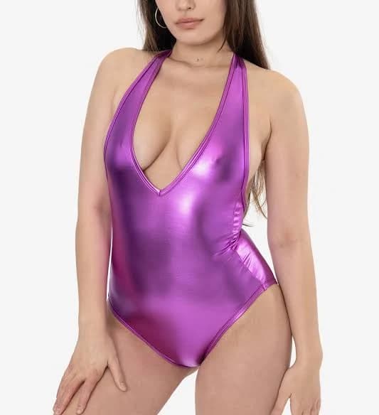 Los Angeles Apparel Lamé Halter Bodysuit