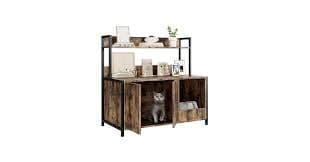Amazon.com: GarveeHome Litter Box Enclosure, Cat Litter Box Furniture with Removable Divider, Large Hidden Litter Box Furniture, Wooden Cat House, End Side Table, Rustic Brown : Pet Supplies