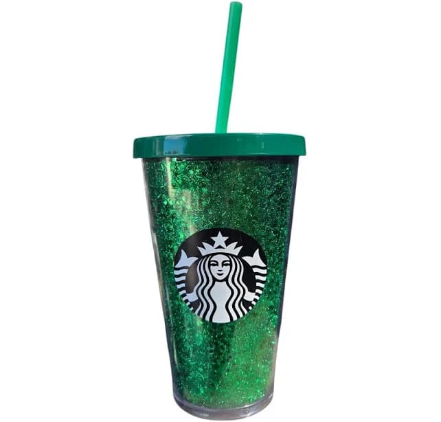 Starbucks Dining New Starbucks Holiday Green Glitter Cold Cup