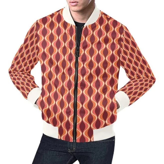 70s Retro Geometric Bomber Jacket