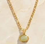 Gold Green Stone Set Pendant Chain Necklace