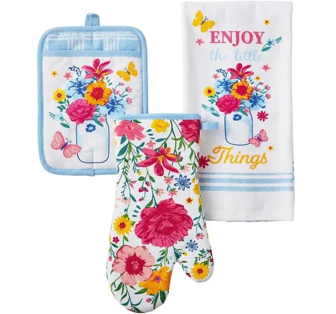 The Pioneer Woman Flowering Frontier Kitchen Towel, Oven Mitt & Pot Holder Set