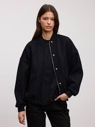 Womens Soft Knitted Bomber Jacket in Black | ARNE US