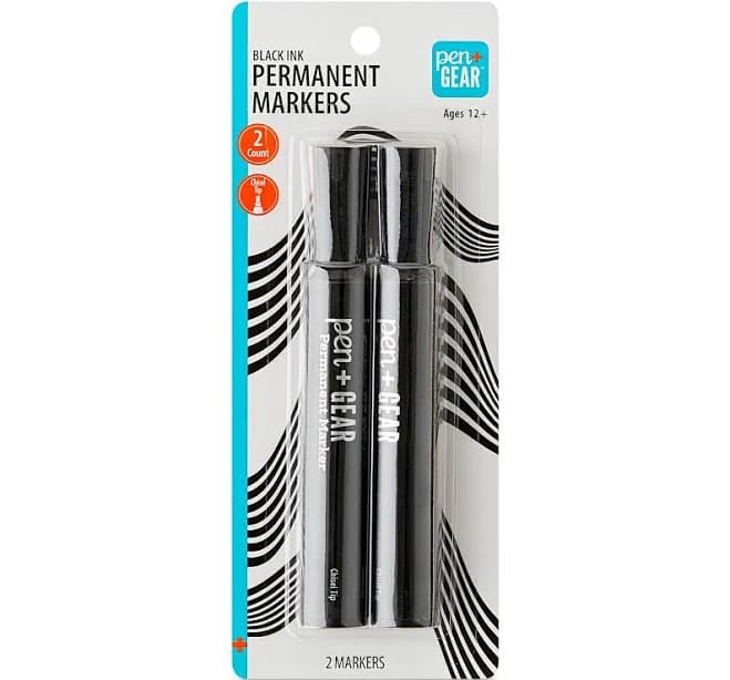 Pen+gear Permanent Marker Chisel Tip Black Color 2 Count
