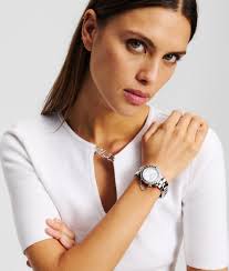Crystal-embellished watch | Silver | Women | KARL LAGERFELD