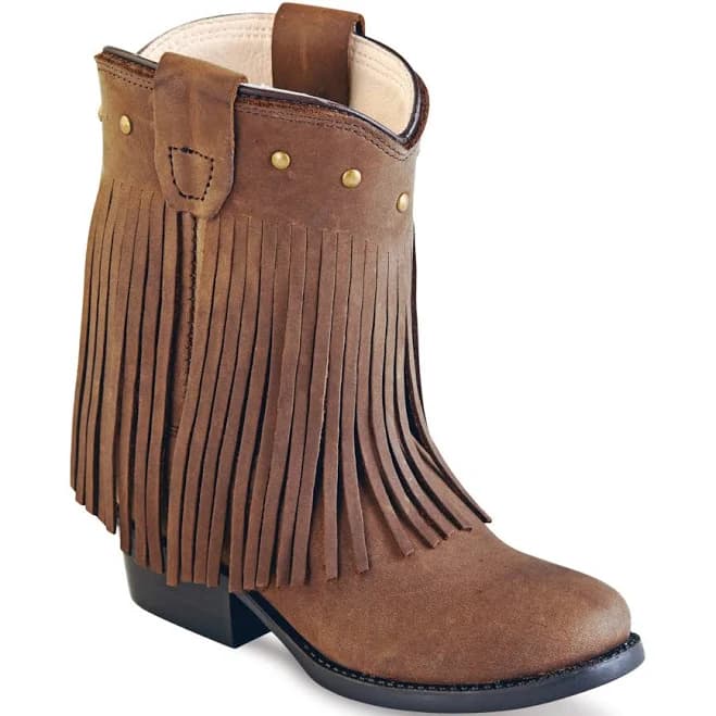 Old West Toddler Girls' Round Toe Fringe Western Boots