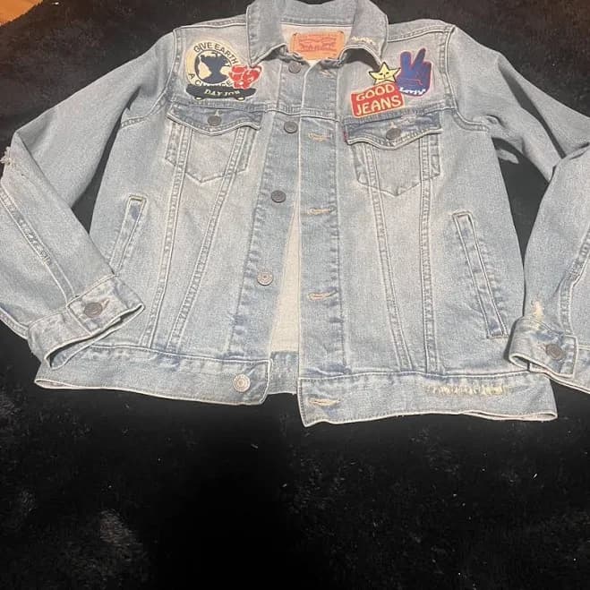 Levi's Kids Blue Denim Jacket with Patches - 10 Years