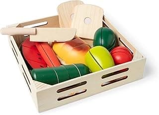 Cutting Food - Play Food Set With 25+ Hand-Painted Wooden Pieces, Knife, and Cutting Board