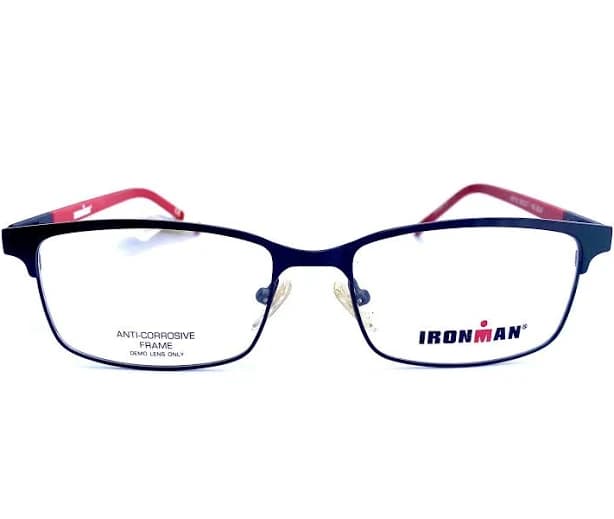 Ironman Black Red Rectangular Frame Eyeglasses IM110 55 17 140 BLK