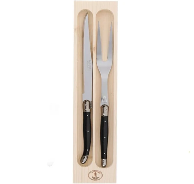 Jean Dubost - 2 Pc Carving Set, Black Handles (Black Handles)
