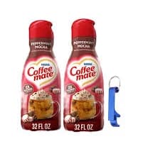 Coffee Mate Peppermint Mocha Coffee Creamer 32oz (Pack of 2) + Keychain