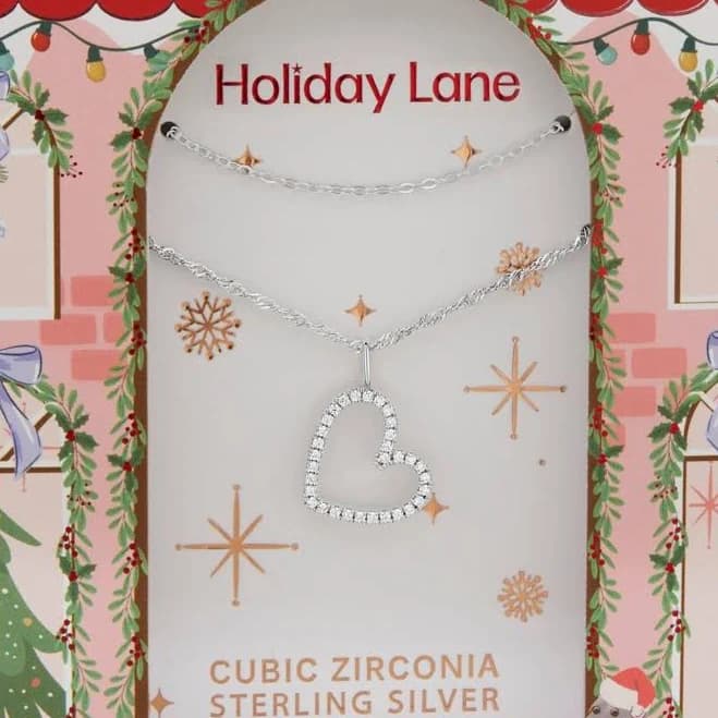Holiday Lane Sterling Silver Cubic Zirconia Open Heart Pendant Necklace