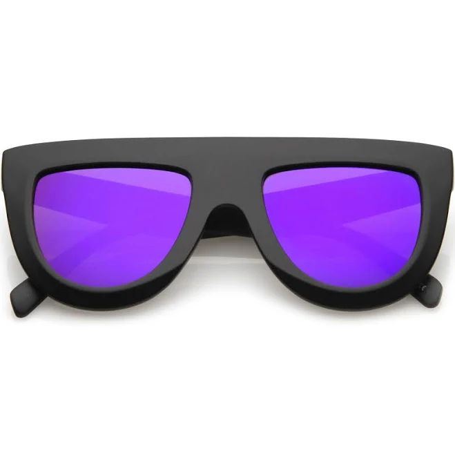 Oversize Retro Modern Flat Top Mirrored Sunglasses