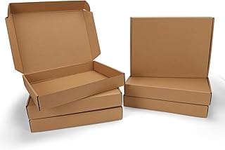 PHAREGE 13x10x2 inch Shipping Boxes 6 Pack Brown, Tab Lock Tuck Top Mailer Boxes for Packaging Small Business, Medium Cardboard Gift Boxes for Wrapping Mailing Present