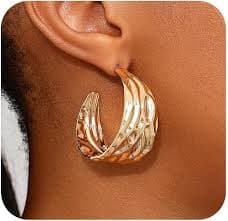 Amazon.com: Dainty Hammered Gold Hoop Earrings for Women Chunky Silver Wide Hammer Circle Statement Dangle Earrings Trendy Thick Exaggerated Round Jewelry Accessories (Gold): Clothing, Shoes & Jewelry