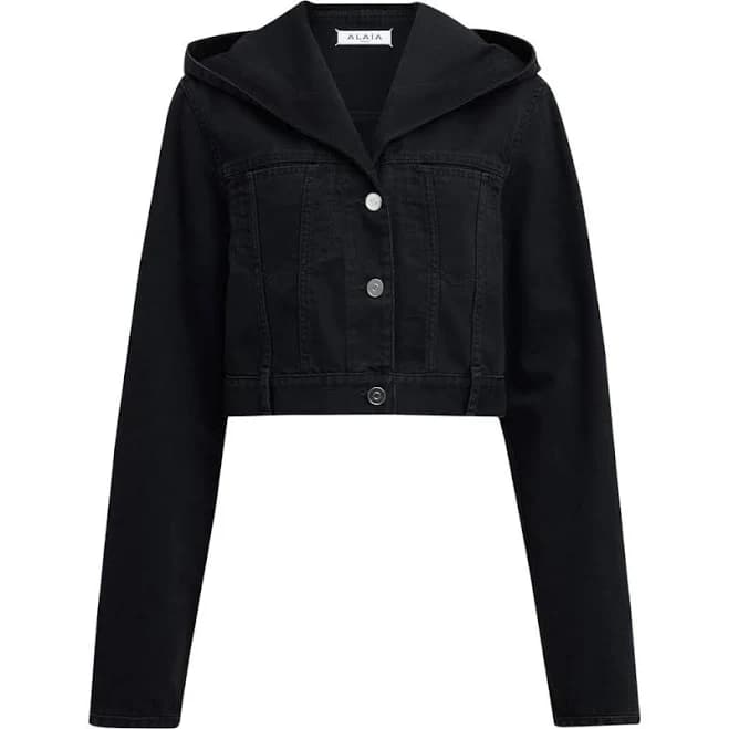 Alaïa Cropped Hooded Denim Jacket