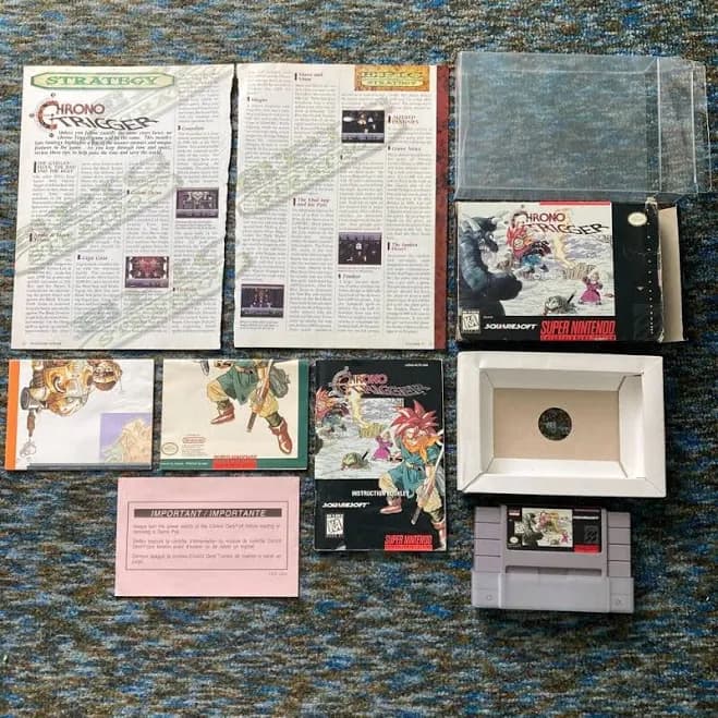 XU Chrono Trigger (Super Nintendo SNES) Complete CIB W/ Posters + Ads - Electronics