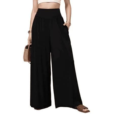 Women's Flowy Dressy Casual Wide Leg Pants with Pockets