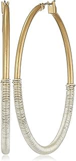 "Spun Metal" Two-Tone Wire Wrapped Hoop Earrings