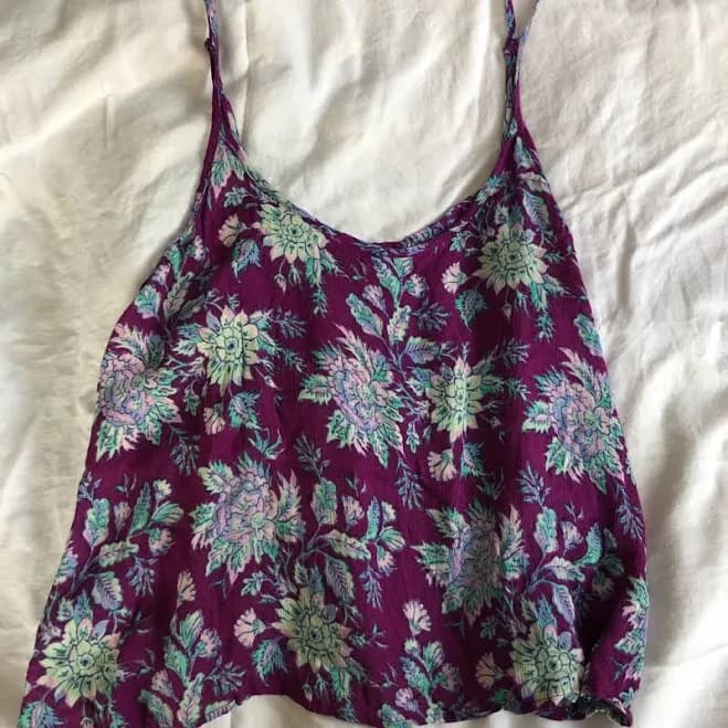 Nwt Billabong Purple Floral Crop Tank | Color: Purple | Size: L | Andieev19's Closet