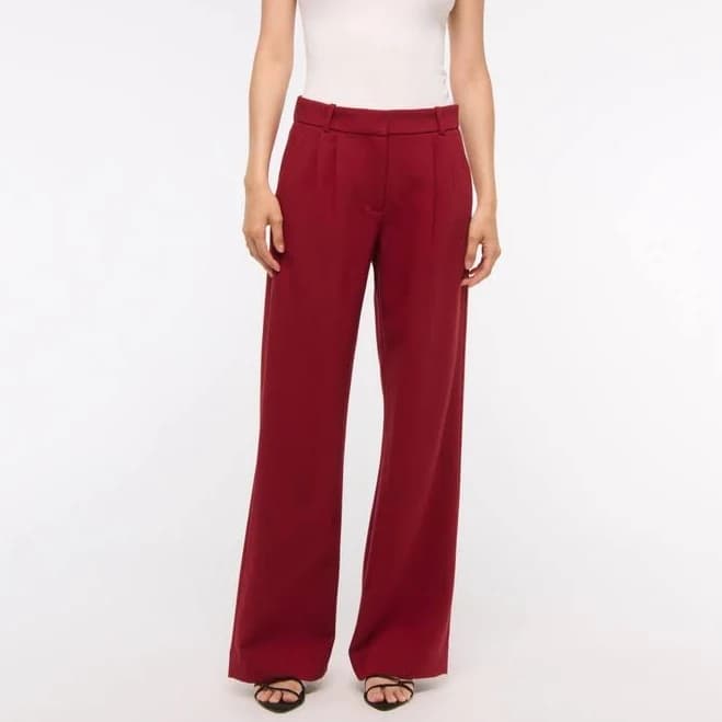 Abercrombie & Fitch Women's Sloane Low Rise Tailored Wide Leg Pants
