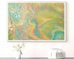 10 X 8 Acrylic Pour Painting Blue, Green, Gold - Etsy
