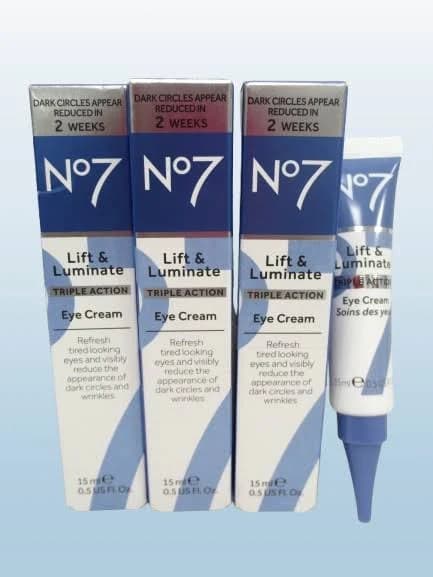 No7 Lift & Luminate Triple Action Eye Cream 0.5 Oz Boxed Lot Of 3