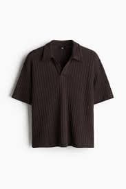 Loose Fit Jacquard-Knit Polo Shirt - Brown - Men | H&M US