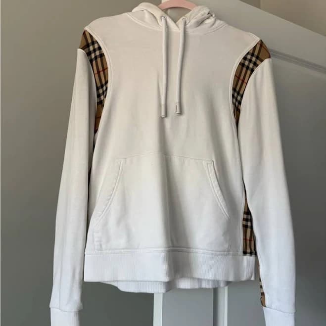 Burberry Vintage Check Oversized Hoodie Medium / White