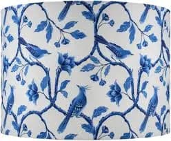 Premium Blue and White Floral Cylinder Drum Lamp Shade Spider Fitting 14x14x10 Inches