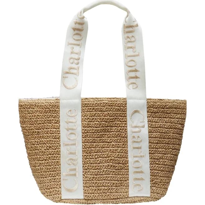 Tiana New York Charlotte Embroidery Raffia Tote
