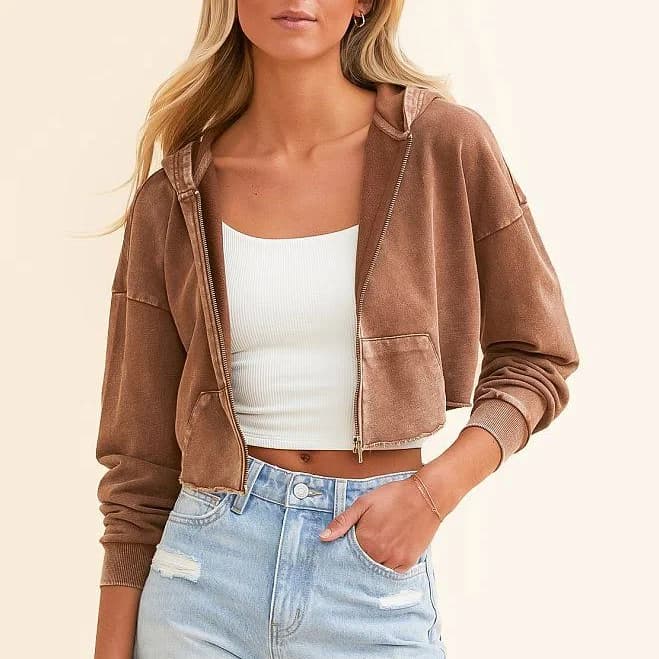 Fitz + EDDI Women's Cropped Cotton Hoodie with Buckle