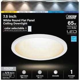 Feit Electric 7.5 in. 12W White LED Round Flat Panel Ceiling Flush Mount