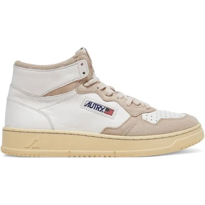 Medalist Mid-Top Goat Leather/Suede Sneakers | White