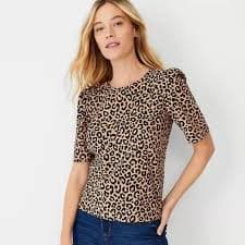 Ann Taylor | Tops | Ann Taylor Animal Print Puff Sleeve Top | Poshmark