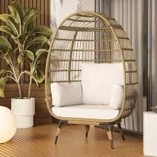Garvee Oversized PE Rattan Egg Chair Lounge Chair